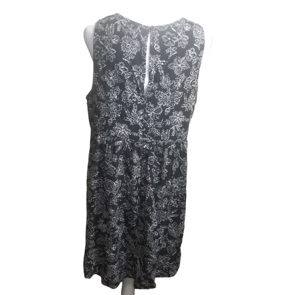 OLD NAVY Black and White Floral Sleeveless Peephole Neckline Slip Dress Sz. L - Picture 2 of 5